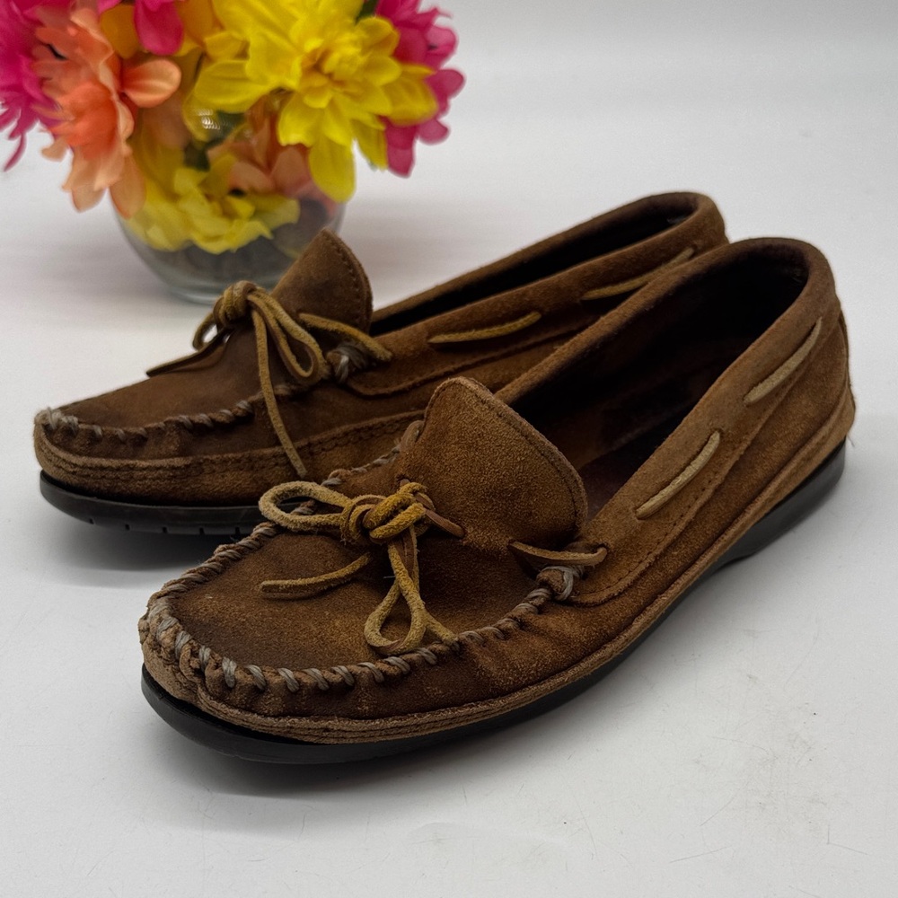 Minnetonka Brown Leather  Slip-Ons Moccasins Size 8.5 MCL9312F